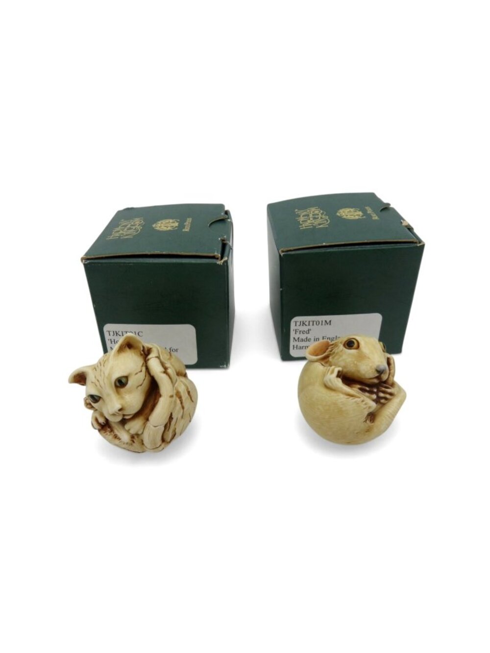 Harmony Kingdom Homer & Fred Roly Poly Cat Mouse Signed Trinket Boxes Kitchener